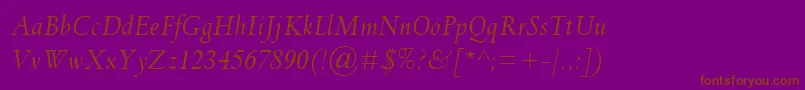 SpectrumMtItalic-fontti – ruskeat fontit violetilla taustalla