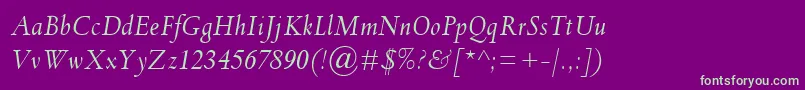 フォントSpectrumMtItalic – 紫の背景に緑のフォント