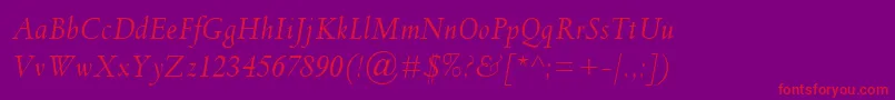 SpectrumMtItalic-fontti – punaiset fontit violetilla taustalla