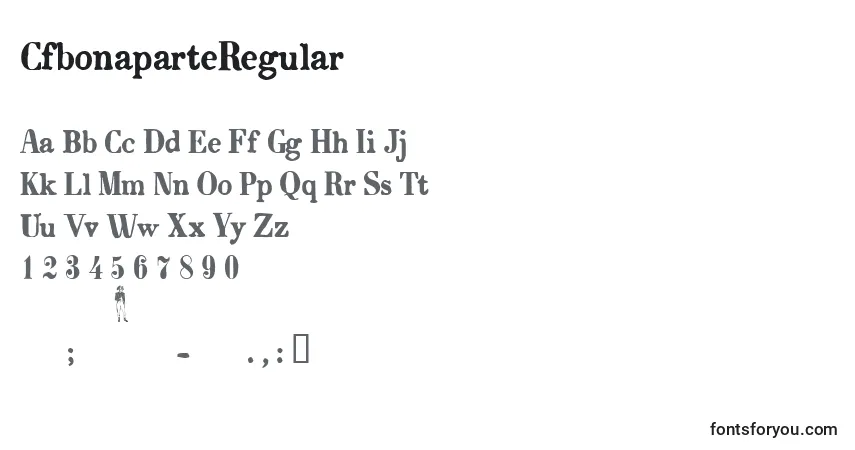 Schriftart CfbonaparteRegular – Alphabet, Zahlen, spezielle Symbole