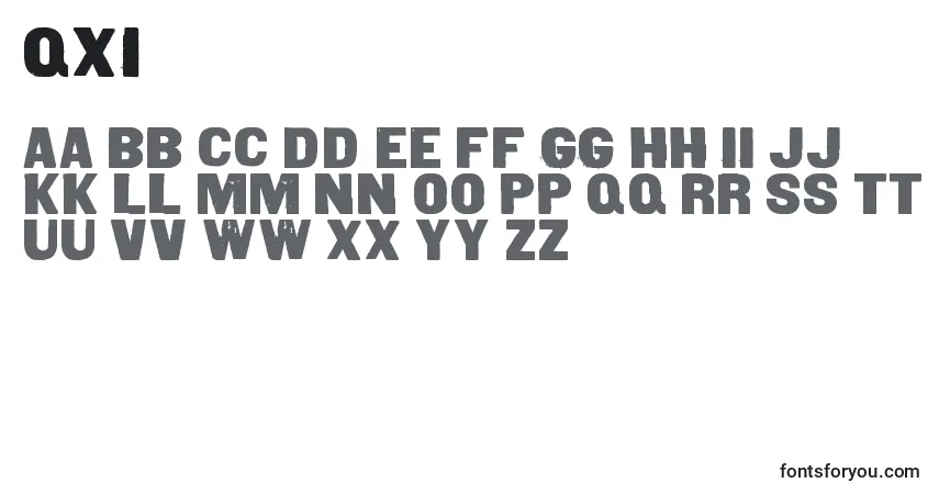 Czcionka Qxi – alfabet, cyfry, specjalne znaki