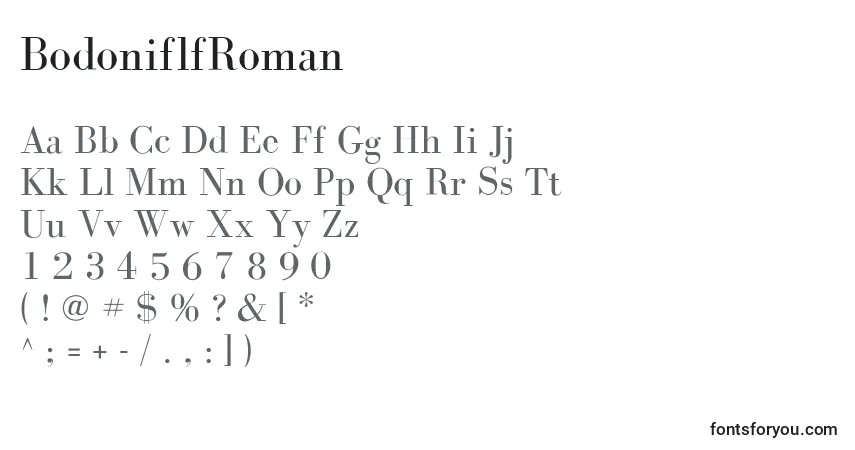 BodoniflfRoman-fontti – aakkoset, numerot, erikoismerkit