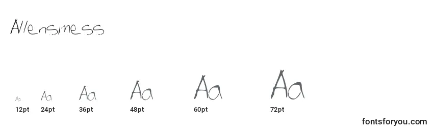 Размеры шрифта Allensmess
