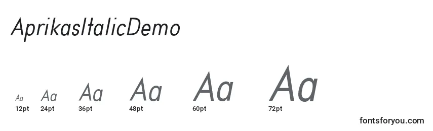 Размеры шрифта AprikasItalicDemo