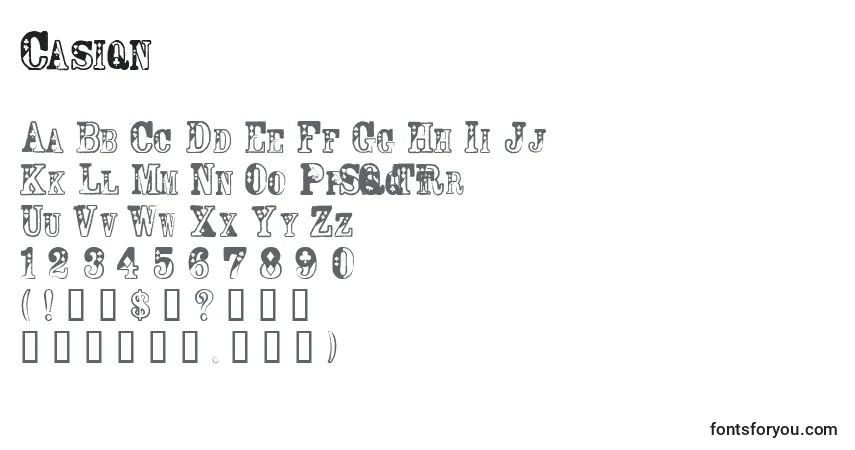 Czcionka Casiqn – alfabet, cyfry, specjalne znaki