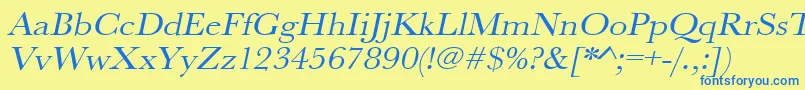 UrwbaskertextwidOblique Font – Blue Fonts on Yellow Background