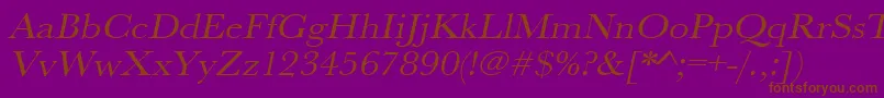 UrwbaskertextwidOblique Font – Brown Fonts on Purple Background