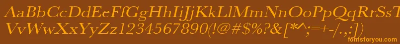 UrwbaskertextwidOblique Font – Orange Fonts on Brown Background