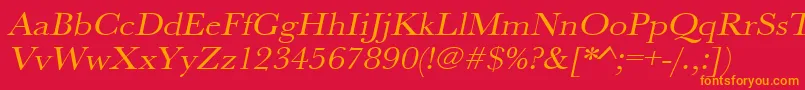 UrwbaskertextwidOblique Font – Orange Fonts on Red Background