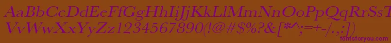 UrwbaskertextwidOblique Font – Purple Fonts on Brown Background