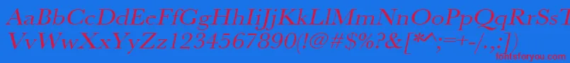 UrwbaskertextwidOblique Font – Red Fonts on Blue Background