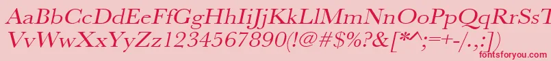 UrwbaskertextwidOblique Font – Red Fonts on Pink Background