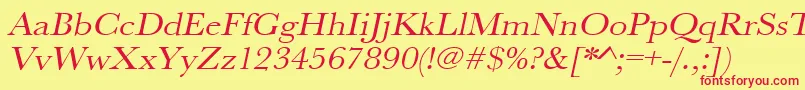 UrwbaskertextwidOblique Font – Red Fonts on Yellow Background