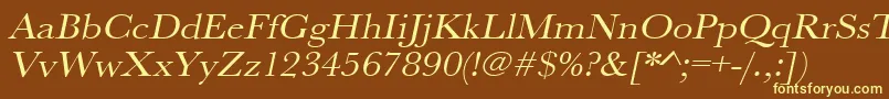 UrwbaskertextwidOblique Font – Yellow Fonts on Brown Background