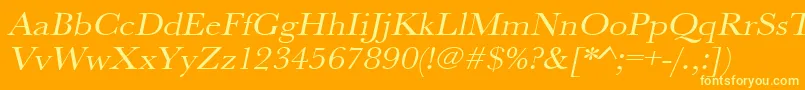 UrwbaskertextwidOblique-Schriftart – Gelbe Schriften auf orangefarbenem Hintergrund