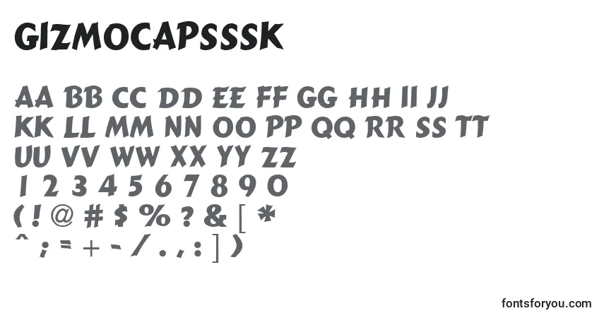 A fonte Gizmocapsssk – alfabeto, números, caracteres especiais