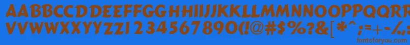 Czcionka Gizmocapsssk – brązowe czcionki na niebieskim tle