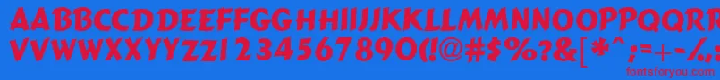 Gizmocapsssk-Schriftart – Rote Schriften auf blauem Hintergrund