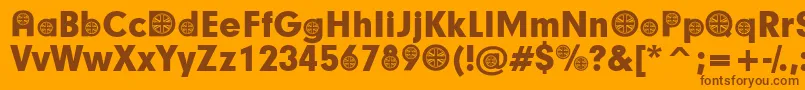 BritishParticipants-fontti – ruskeat fontit oranssilla taustalla
