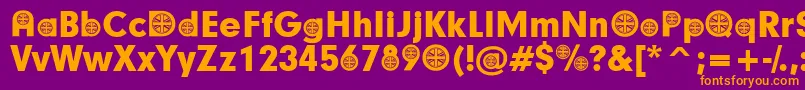Czcionka BritishParticipants – pomarańczowe czcionki na fioletowym tle