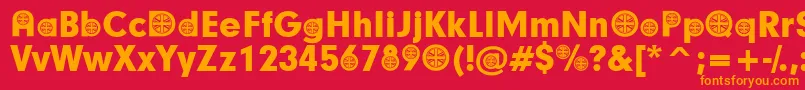 フォントBritishParticipants – 赤い背景にオレンジの文字