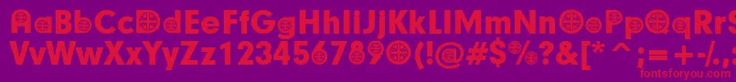 BritishParticipants-Schriftart – Rote Schriften auf violettem Hintergrund