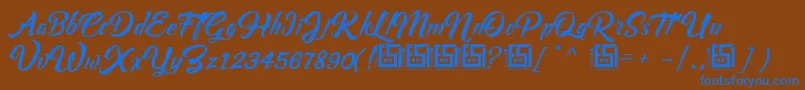AsiyahScriptDemo Font – Blue Fonts on Brown Background