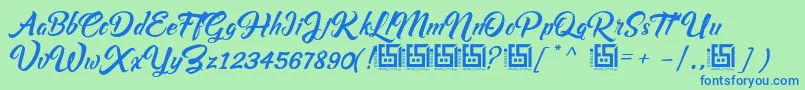 fuente AsiyahScriptDemo – Fuentes Azules Sobre Fondo Verde