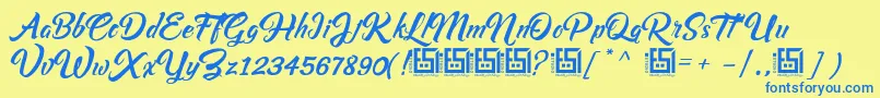 AsiyahScriptDemo Font – Blue Fonts on Yellow Background