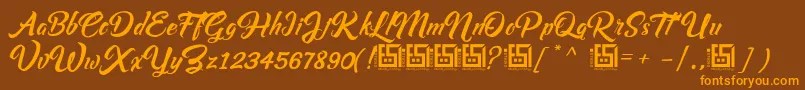 AsiyahScriptDemo Font – Orange Fonts on Brown Background