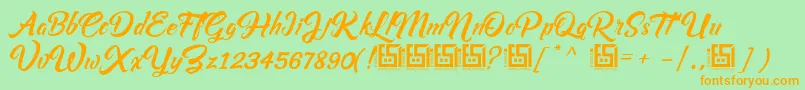 AsiyahScriptDemo-Schriftart – Orangefarbene Schriften auf grünem Hintergrund
