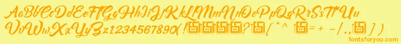 AsiyahScriptDemo Font – Orange Fonts on Yellow Background
