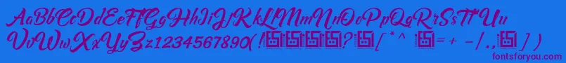 AsiyahScriptDemo Font – Purple Fonts on Blue Background