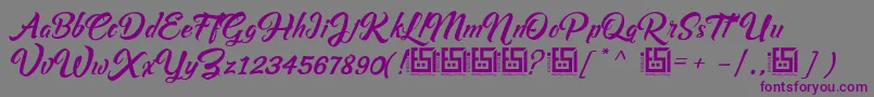 AsiyahScriptDemo-fontti – violetit fontit harmaalla taustalla