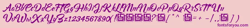 Fonte AsiyahScriptDemo – fontes roxas em um fundo rosa