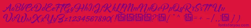 AsiyahScriptDemo-fontti – violetit fontit punaisella taustalla