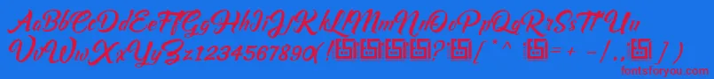 Шрифт AsiyahScriptDemo – красные шрифты на синем фоне