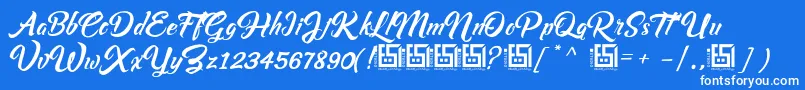 Шрифт AsiyahScriptDemo – белые шрифты на синем фоне