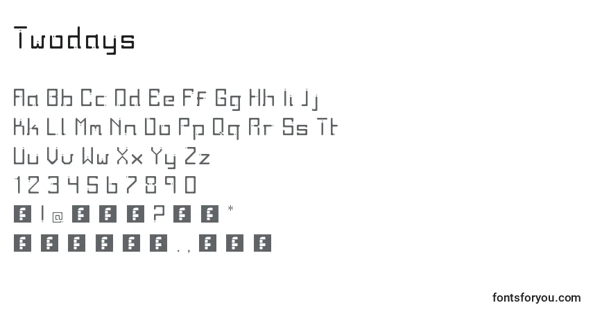 Schriftart Twodays – Alphabet, Zahlen, spezielle Symbole