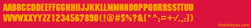 フォントMachineettBold – 赤い背景にオレンジの文字