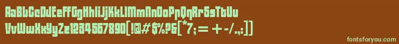 フォントBlacktulipitcTt – 緑色の文字が茶色の背景にあります。