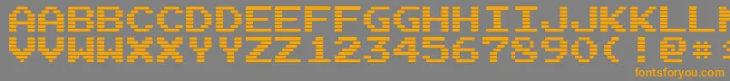 フォントArcadeI – オレンジの文字は灰色の背景にあります。