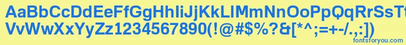 フォントFamiliarProBold – 青い文字が黄色の背景にあります。