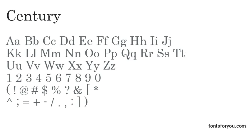 Schriftart Century – Alphabet, Zahlen, spezielle Symbole