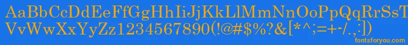フォントCentury – オレンジ色の文字が青い背景にあります。