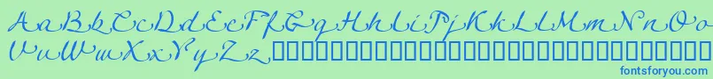 LinotypeagogoSwashtwo-Schriftart – Blaue Schriften auf grünem Hintergrund