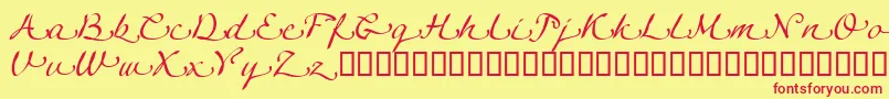 LinotypeagogoSwashtwo Font – Red Fonts on Yellow Background