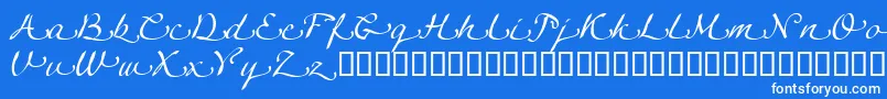 LinotypeagogoSwashtwo-Schriftart – Weiße Schriften auf blauem Hintergrund