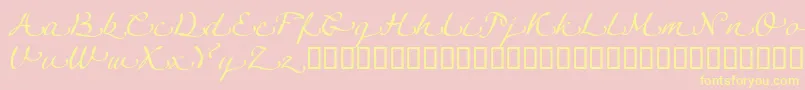 Fonte LinotypeagogoSwashtwo – fontes amarelas em um fundo rosa