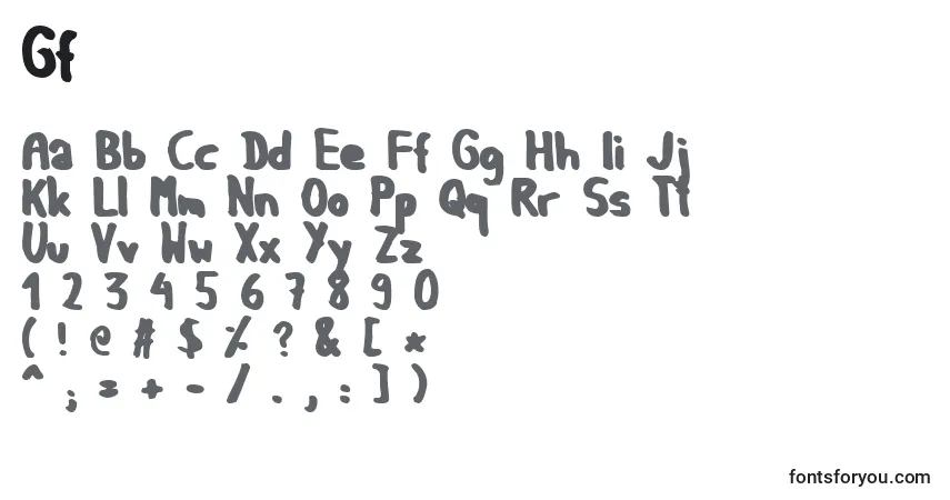 A fonte Gf – alfabeto, números, caracteres especiais